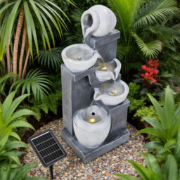 Living And Home Elegant Solar-Powered Tiered Water Fountain With Faux Clay Pot Design For Outdoor Garden Decor 73Cm(H) - thumbnail 2
