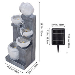 Living And Home Elegant Solar-Powered Tiered Water Fountain With Faux Clay Pot Design For Outdoor Garden Decor 73Cm(H) - thumbnail 9