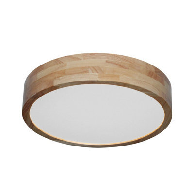 Luminosa Lighting Luminosa Norton Decorative Flush Ceiling Light White, Wooden 3000/4000/6500K Remote Control, Dimmable. - image 1