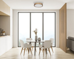 Luminosa Lighting Luminosa Norton Decorative Flush Ceiling Light White, Wooden 3000/4000/6500K Remote Control, Dimmable. - thumbnail 3