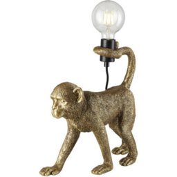 Loops Vintage Gold Paint Table Lamp - Matt Black Shade - 375mm Tall Light - 10W Led E27 - thumbnail 1
