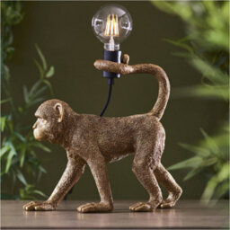 Loops Vintage Gold Paint Table Lamp - Matt Black Shade - 375mm Tall Light - 10W Led E27 - thumbnail 4