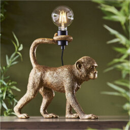 Loops Vintage Gold Paint Table Lamp - Matt Black Shade - 375mm Tall Light - 10W Led E27 - thumbnail 3