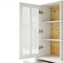 Abrihome Tall Cabinets, Display Cabinet, Kitchen Cabinet, Dining Room Cabinet With Drawers, Freestanding Display Cabinet, White - thumbnail 9