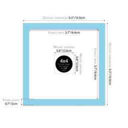 "4X4"" Light Blue Picture Frame - 4X4"" Square Frame With 1X1"" Mount For 4X4""/1X1"" Pictures Moderrn Style Thin Edge, 1 Pack" - thumbnail 2