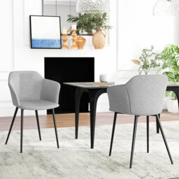 Costway Set Of 2 Dining Chairs Upholstered Armless Accent Chair With Ergonomic Backrest - thumbnail 8