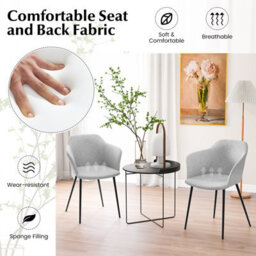 Costway Set Of 2 Dining Chairs Upholstered Armless Accent Chair With Ergonomic Backrest - thumbnail 3