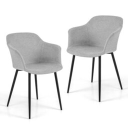 Costway Set Of 2 Dining Chairs Upholstered Armless Accent Chair With Ergonomic Backrest - thumbnail 1
