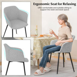 Costway Set Of 2 Dining Chairs Upholstered Armless Accent Chair With Ergonomic Backrest - thumbnail 5