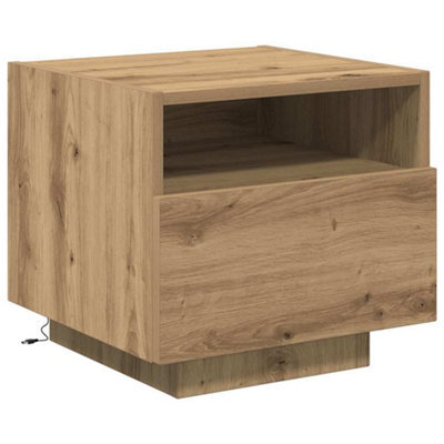 Berkfield Modern Bedside Cabinet With Led Lights Artisan Oak 40X39X37 Cm - image 1