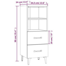 Berkfield Classic Sideboard High Gloss White 34.5X34X90 Cm Engineered Wood - thumbnail 8