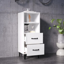Berkfield Classic Sideboard High Gloss White 34.5X34X90 Cm Engineered Wood - thumbnail 3