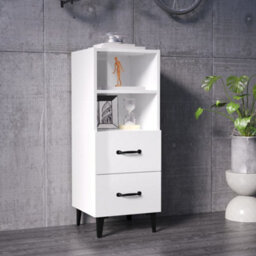 Berkfield Classic Sideboard High Gloss White 34.5X34X90 Cm Engineered Wood - thumbnail 2