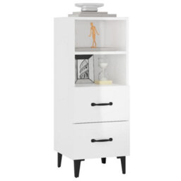 Berkfield Classic Sideboard High Gloss White 34.5X34X90 Cm Engineered Wood - thumbnail 4