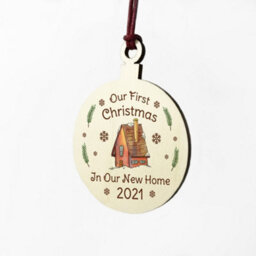 Red Ocean First Christmas In Our New Home Hanging Wood Bauble Novelty Home Couple Gift - thumbnail 6
