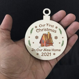 Red Ocean First Christmas In Our New Home Hanging Wood Bauble Novelty Home Couple Gift - thumbnail 5