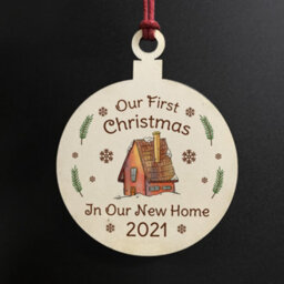 Red Ocean First Christmas In Our New Home Hanging Wood Bauble Novelty Home Couple Gift - thumbnail 2