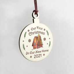Red Ocean First Christmas In Our New Home Hanging Wood Bauble Novelty Home Couple Gift - thumbnail 4