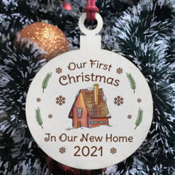 Red Ocean First Christmas In Our New Home Hanging Wood Bauble Novelty Home Couple Gift - thumbnail 3