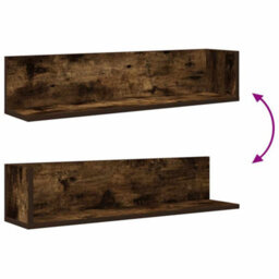 Berkfield Wall Shelves 2 Pcs Smoked Oak 75X16.5X16.5 Cm Engineered Wood - thumbnail 8