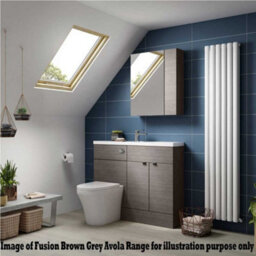 Hudson Reed Fusion Wall Hung 2 Door Vanity Unit & Polymarble Basin, Stylish Sink Vanity Unit, Gloss Grey, 600mm - thumbnail 3