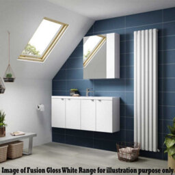 Hudson Reed Fusion Wall Hung 2 Door Vanity Unit & Polymarble Basin, Stylish Sink Vanity Unit, Gloss Grey, 600mm - thumbnail 2