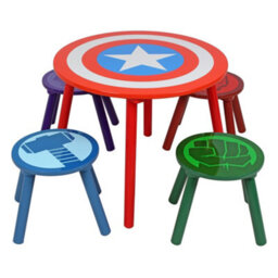 Disney Marvel Avengers Table And Stools Set, 15mm Mdf, Pine Wood, Multicolour, Table: W60 X D60 X 48Cm, Stools: W28 X D28 X H28Cm - thumbnail 2