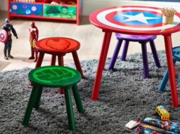 Disney Marvel Avengers Table And Stools Set, 15mm Mdf, Pine Wood, Multicolour, Table: W60 X D60 X 48Cm, Stools: W28 X D28 X H28Cm - thumbnail 7
