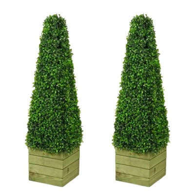 Pair - Artificial Pyramid Tree 90Cm Decorative Topiary Plant For Indoor And Outdoor Use In Gardens Entrances And Patios - image 1