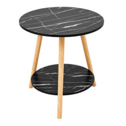 Wooden Small Round Sofa Side Table Living Room Bedroom Coffee Space Saving Table - thumbnail 1