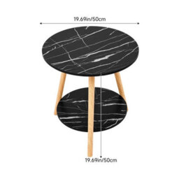 Wooden Small Round Sofa Side Table Living Room Bedroom Coffee Space Saving Table - thumbnail 2