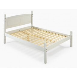 "Mercers Furniture Corona White 4Ft6 Double Low End Bed Frame Solid Wood Pine Wooden Painted 4'6"" With Mexican Styling" - thumbnail 2
