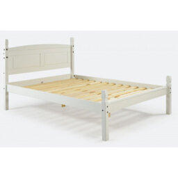 "Mercers Furniture Corona White 4Ft6 Double Low End Bed Frame Solid Wood Pine Wooden Painted 4'6"" With Mexican Styling" - thumbnail 3