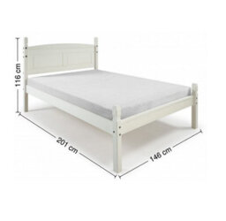 "Mercers Furniture Corona White 4Ft6 Double Low End Bed Frame Solid Wood Pine Wooden Painted 4'6"" With Mexican Styling" - thumbnail 7