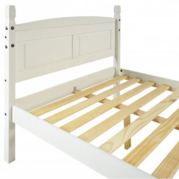 "Mercers Furniture Corona White 4Ft6 Double Low End Bed Frame Solid Wood Pine Wooden Painted 4'6"" With Mexican Styling" - thumbnail 4