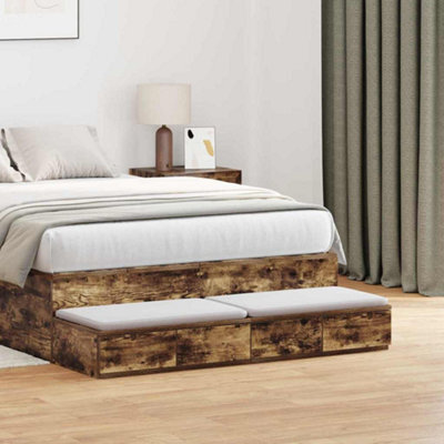 Berkfield Bed Drawers Smoked Oak 120X36,5X16,5 Cm Engineered Wood - image 1