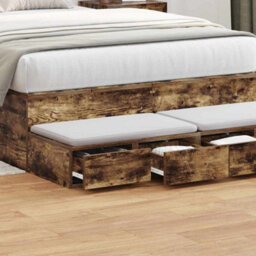 Berkfield Bed Drawers Smoked Oak 120X36,5X16,5 Cm Engineered Wood - thumbnail 4