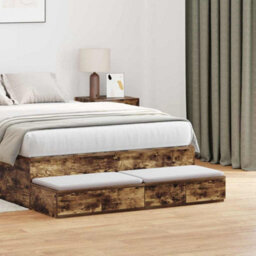 Berkfield Bed Drawers Smoked Oak 120X36,5X16,5 Cm Engineered Wood - thumbnail 1