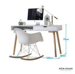 Nöa & Nani Noa & Nani Office Desk Computer Table In Classic White And Natural Pine Ludvig - thumbnail 5