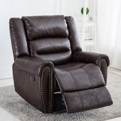 More4Homes Denver Bonded Leather Recliner Armchair W Stud Sofa Home Lounge Chair Reclining (Brown) - image 1