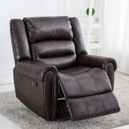 More4Homes Denver Bonded Leather Recliner Armchair W Stud Sofa Home Lounge Chair Reclining (Brown)