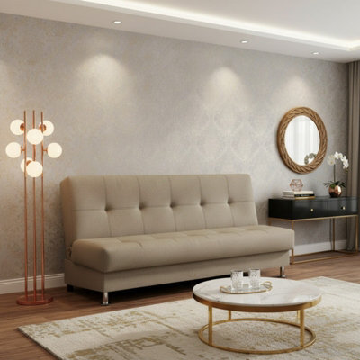 Enduro Iii Sofa Bed For Living Room Polyurethane Foam Wave Spring Wooden Frame Click Clack 193X90X85Cm Beige - image 1