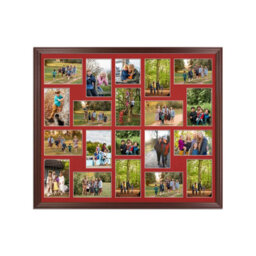 AK Frames 80X70Cm Rose Wood Classic Multi Photo Frame With Crimson Mount - Holds 20 Apertures (18X) 6X4, (2X) 4X4 Photos - thumbnail 1
