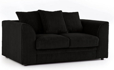 BlissFurniture Ltd Bliss Furniture Black Jumbo Cord 2 Seater Sofa  Compact Size With Scatter Back Cushions - image 1