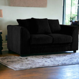 BlissFurniture Ltd Bliss Furniture Black Jumbo Cord 2 Seater Sofa  Compact Size With Scatter Back Cushions - thumbnail 4