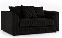 BlissFurniture Ltd Bliss Furniture Black Jumbo Cord 2 Seater Sofa  Compact Size With Scatter Back Cushions - thumbnail 1