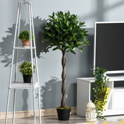Outsunny Set Of 2 120Cm Artificial Bay Laurel Topiary Trees W/ Pot Fake - image 1