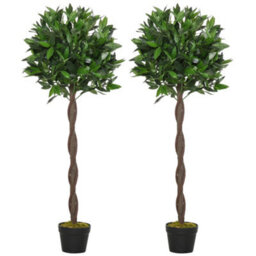 Outsunny Set Of 2 120Cm Artificial Bay Laurel Topiary Trees W/ Pot Fake - thumbnail 2