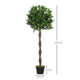 Outsunny Set Of 2 120Cm Artificial Bay Laurel Topiary Trees W/ Pot Fake - thumbnail 3