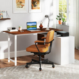 Costway L-Shaped Desk With File Cabinet Reversible Corner Computer Desk With 3 Drawers - thumbnail 5